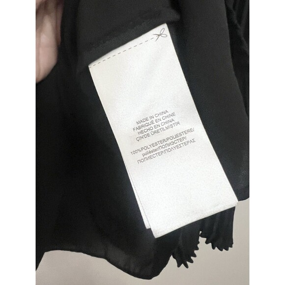 Lauren Ralph Lauren Black Top 2X Pleated Drape Stretch Minimalist Balloon Sleeve - Picture 6 of 7